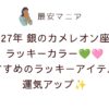 2027年銀のカメレオン座のラッキーカラーは濃いグリーン＆濃いピンク！おすすめのラッキーアイテムで運気アップ💚🩷✨
